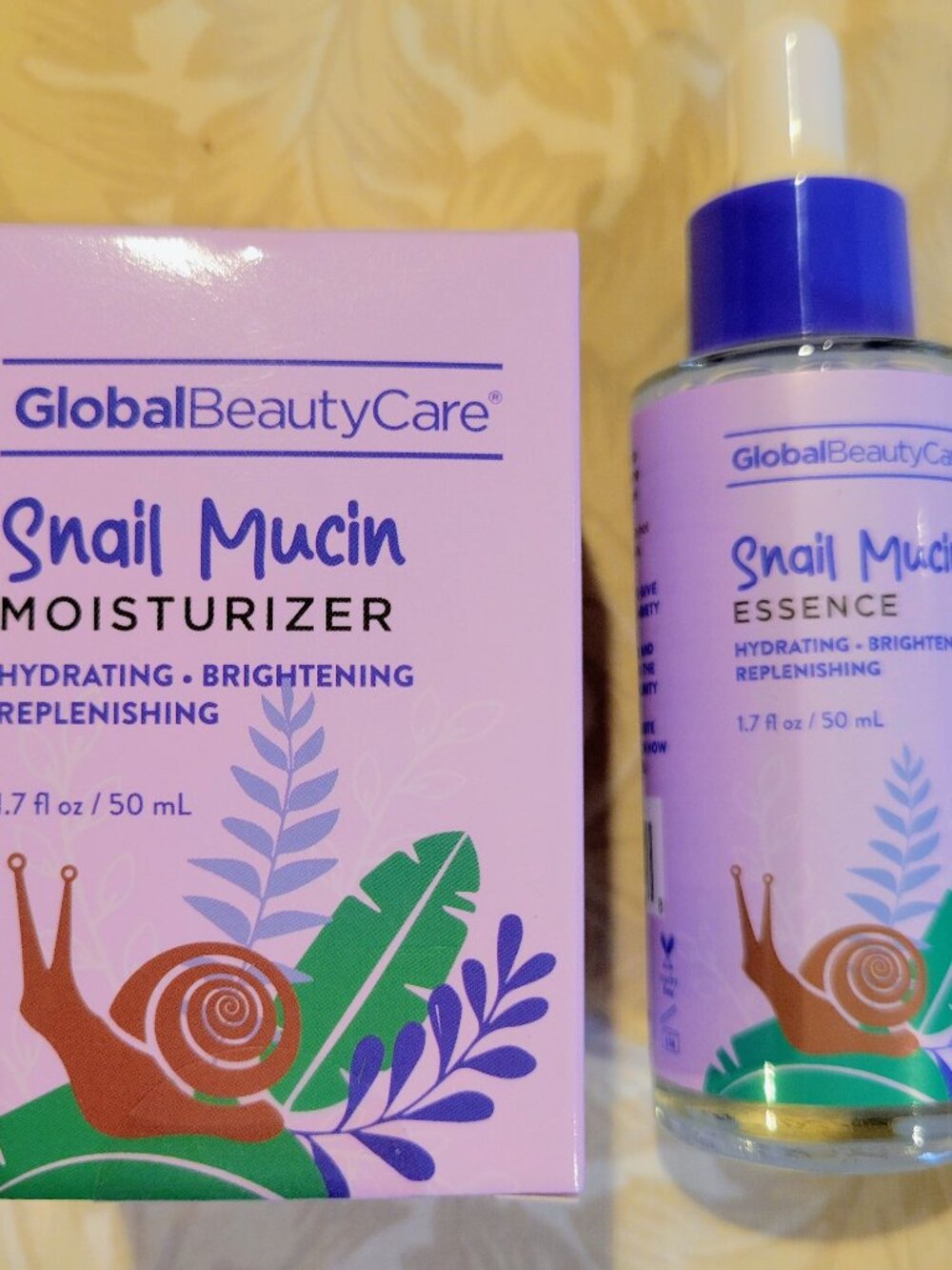 NWT 2-Pc Global Beauty Snail Mucin Essence & Moisturizer